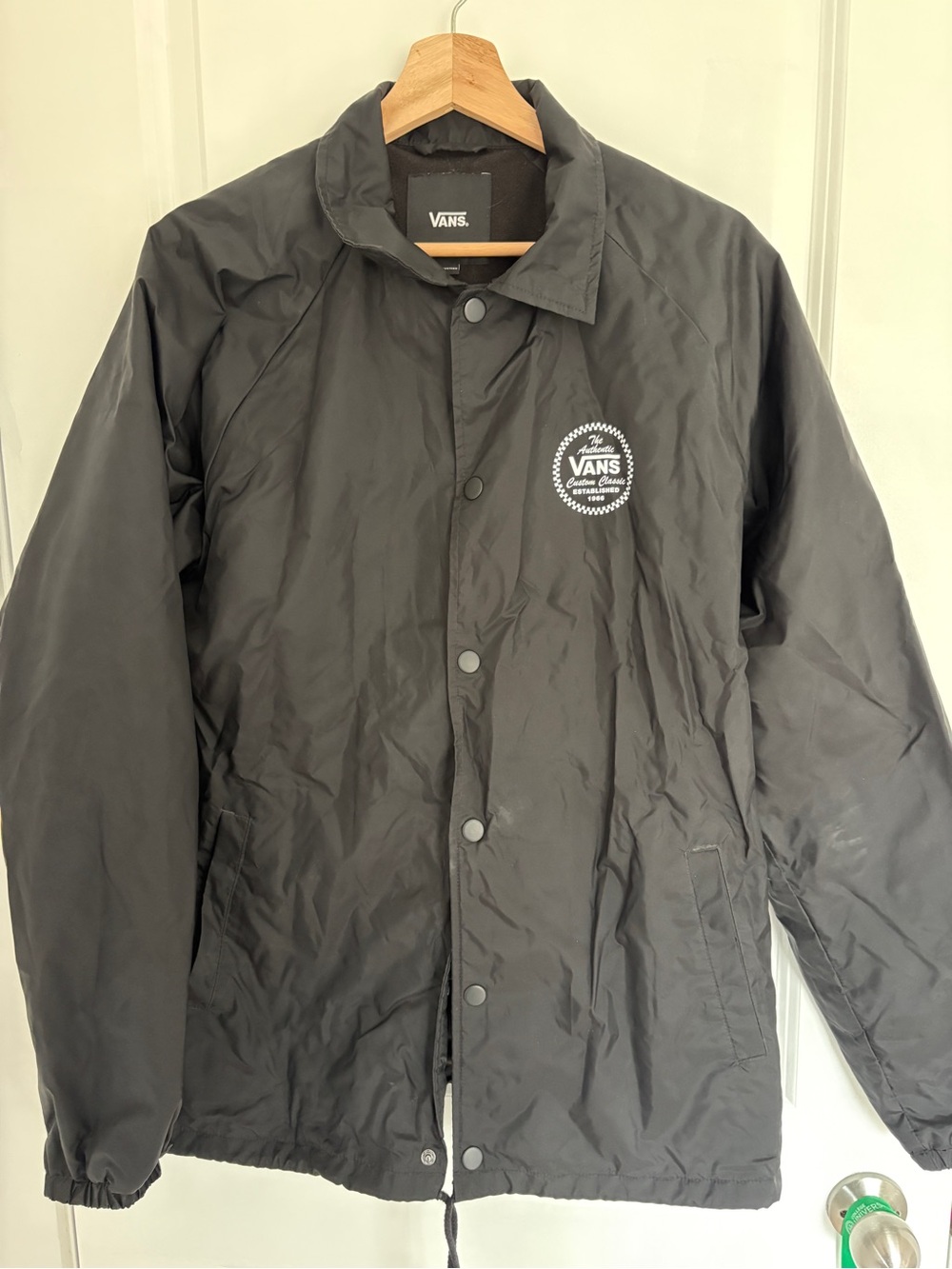 Vans Black Men’s Windbreaker Coach Jacket with Chest Logo
